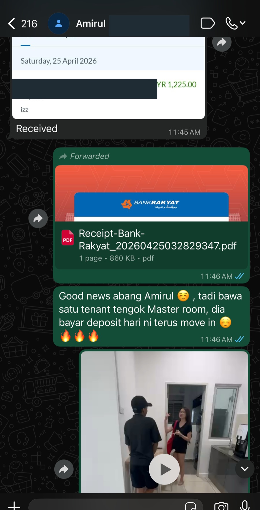 Encik Amirul deposit RM 1225