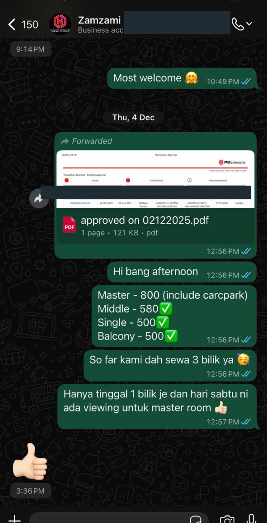 Encik Zamzami 3 bilik secured